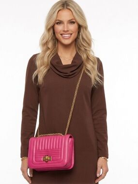 Mellow World Fuchsia Crossbody Bag with Gold Chain  With Dust Cover R $50 NWT